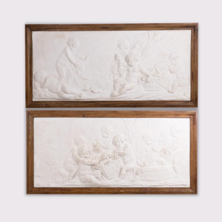 Pair of rectangular bas-reliefs, circa 1880