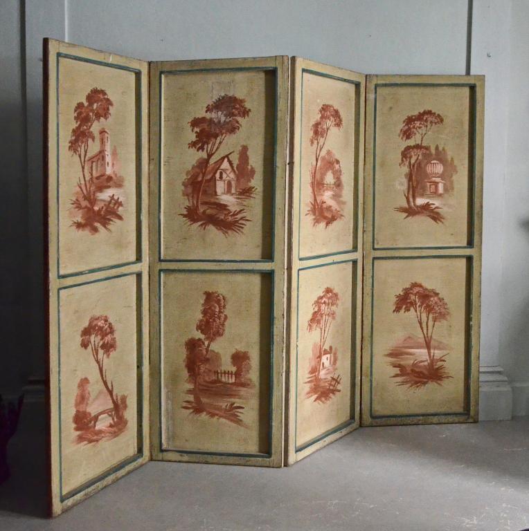 Painted canvas screen representing birds, back