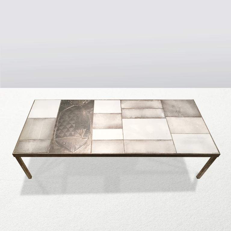 Coffee table with fish by Roger Capron, view 2