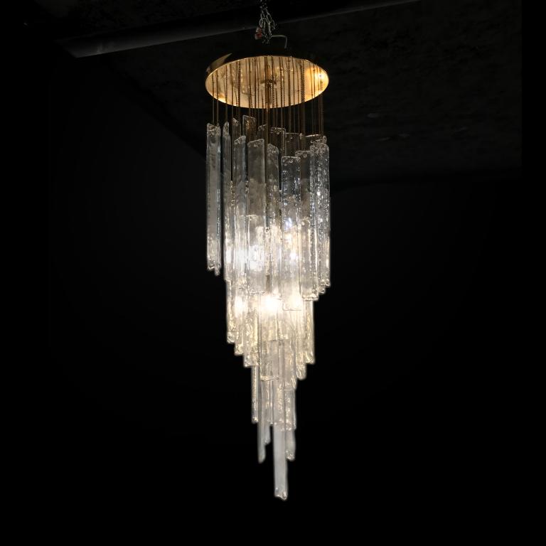 Murano staircase chandelier with glass plates by Venini