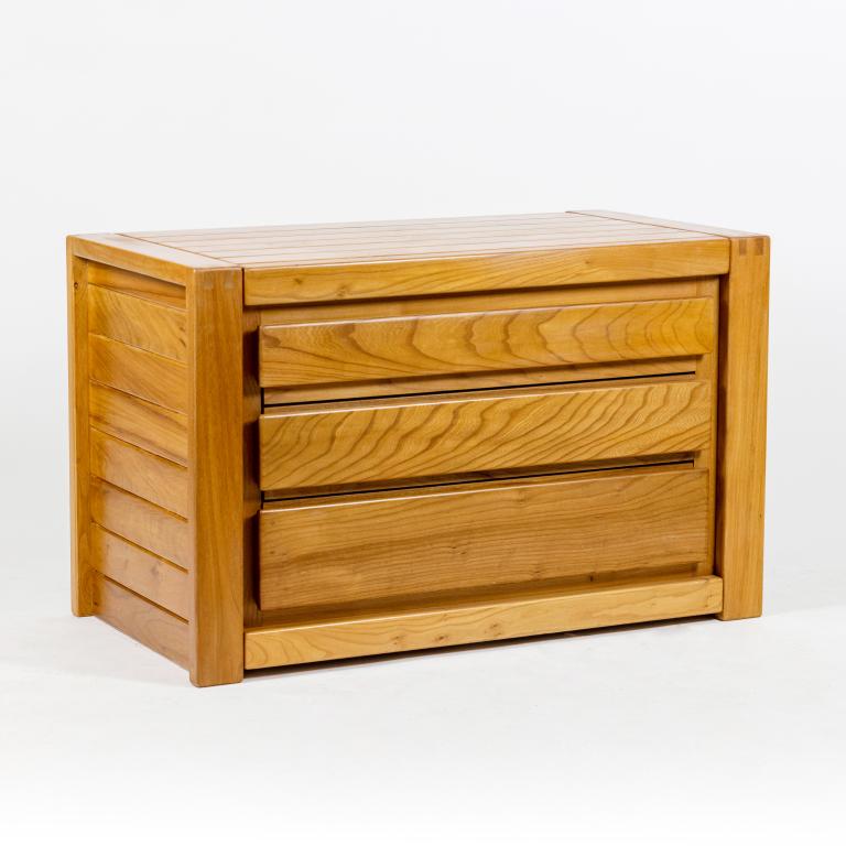 Elm chest of drawers from the Maison Regain, 1960s