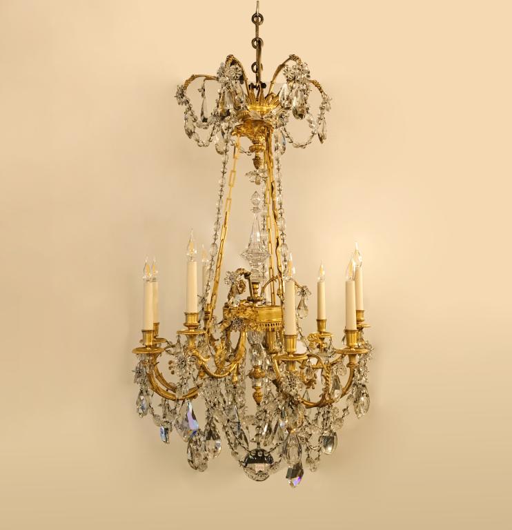 Gilt bronze and crystal chandelier in the Louis XVI style