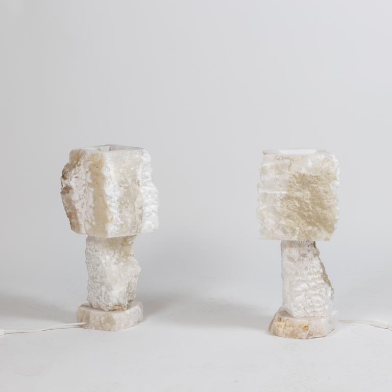  Pair of lamps in alabaster, contemporary work