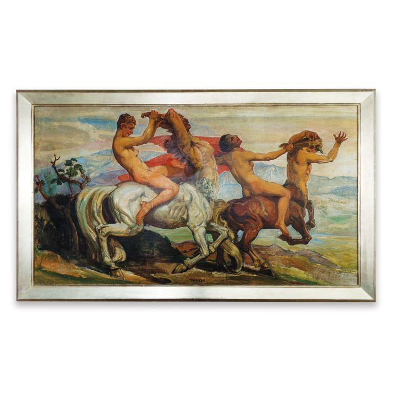 Flea Market Paris, Amazons And Centaurs Oil On Canvas, Painting Carl Christian Forup