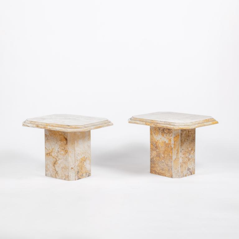 Pair of Sienna marble sofa ends, 1970s