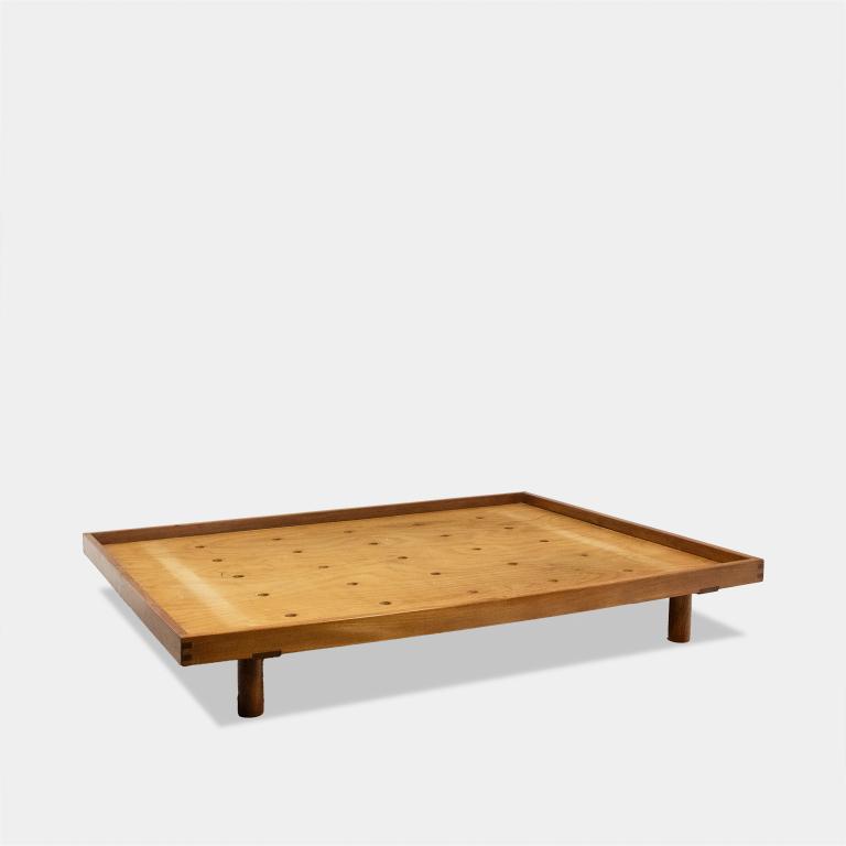 Blond oak “Godot” bed by Pierre Chapo. 1960s.