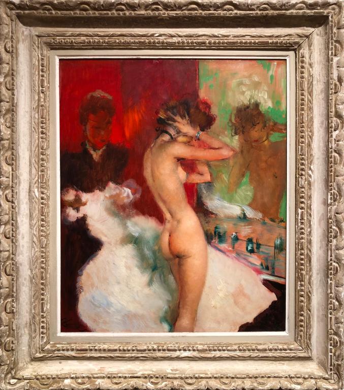 Painting by Jean Gabriel Domergue titled La loge de la danseuse