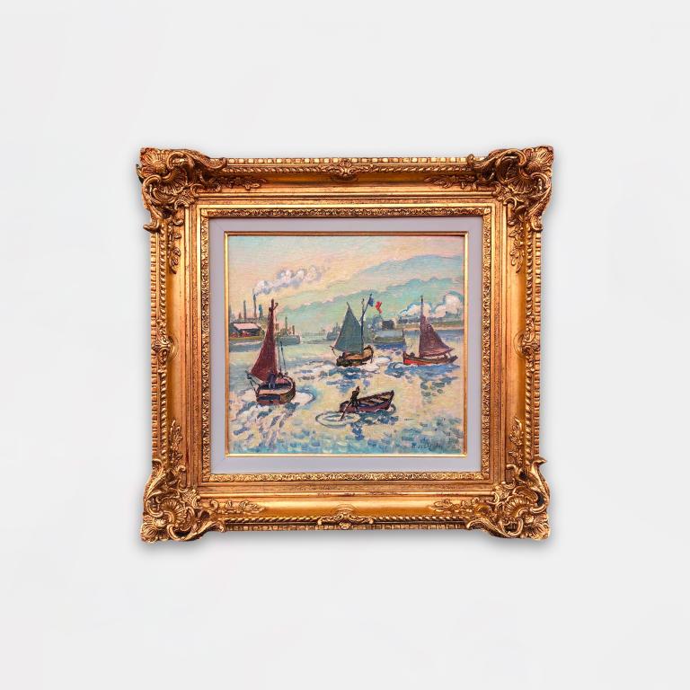 The entrance to Honfleur harbor by Henri Liénard de SAINT-DELIS 