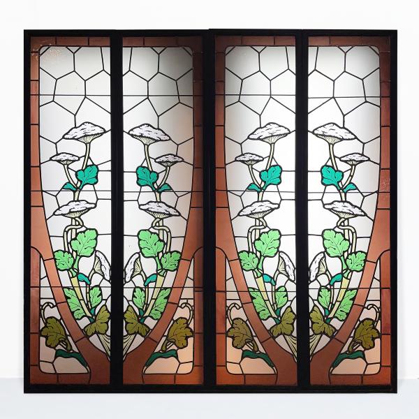 Stained glass suite of two pairs “aux ombellifères”