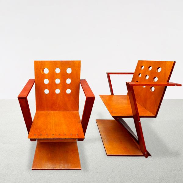 Armchairs in the manner of Gerrit Rietveld