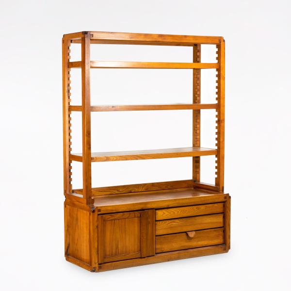 Pierre Chapo, Shelves cabinet in natural elm, 1976