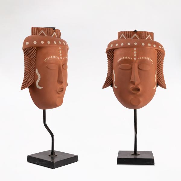 Pair of Art Decoratif masks for Primavera by Madeleine Sougez (attributed to)