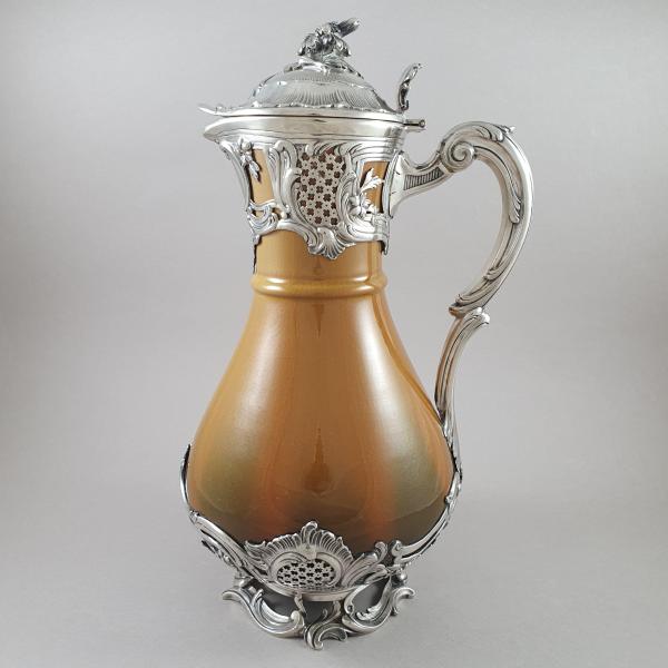 Ceramic And Sterling Silver Ewer