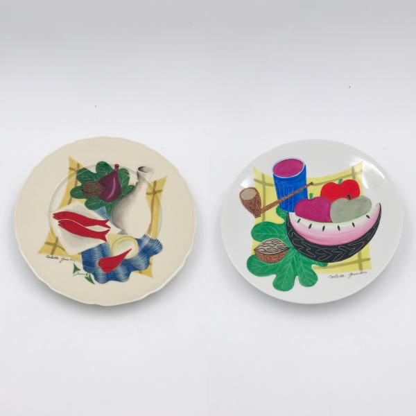 Art Deco porcelain "Picnic" plates by Colette Gueden for Primavera