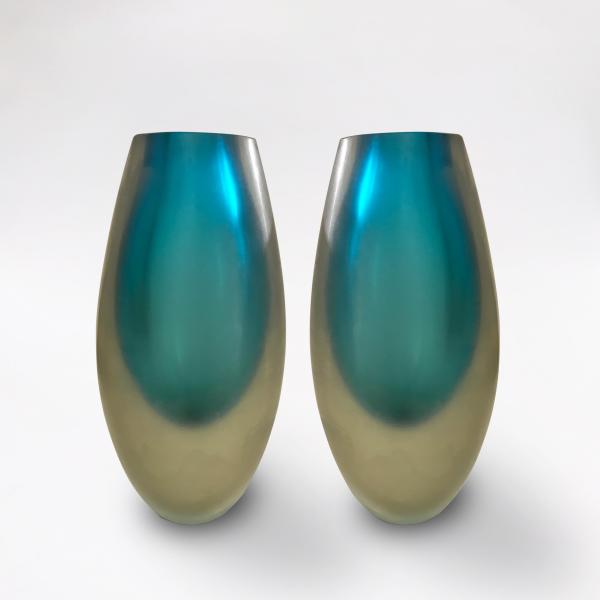 Pair of blue Murano vases by Alberto Dona