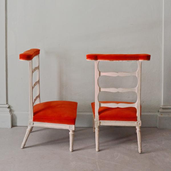 Pair of lacquered wood chairs