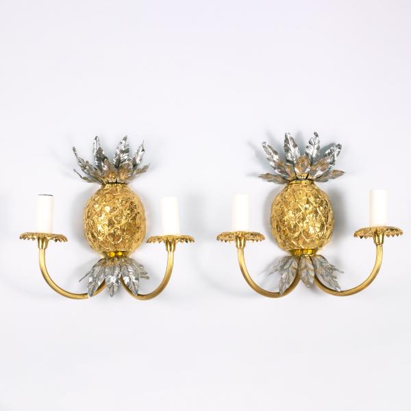 Pair of sconces "Pineapples" attributed to the Maison Charles