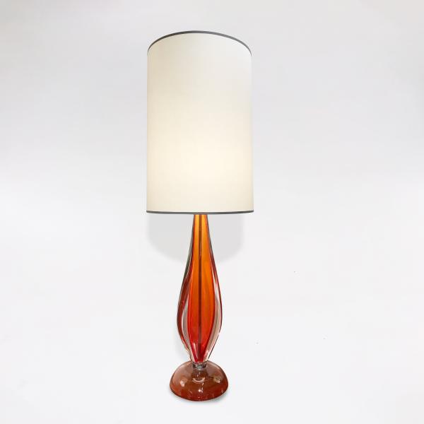 Lamp in red Murano glass by Flavio Poli