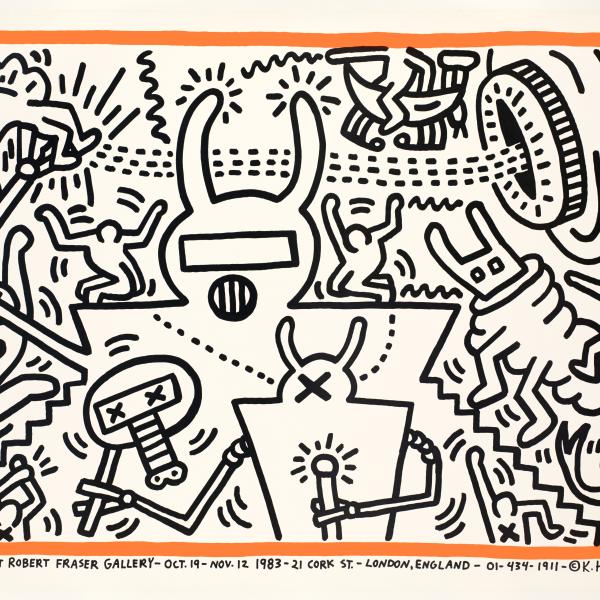 Poster by Keith Haring for an exhibition at Robert Fraser Gallery