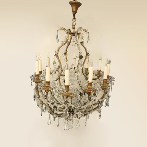 Italian cage chandelier with beaded decoration