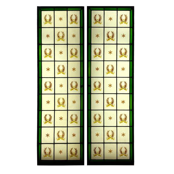 Antiques for sale, Stained glass windows with fleurs de lys