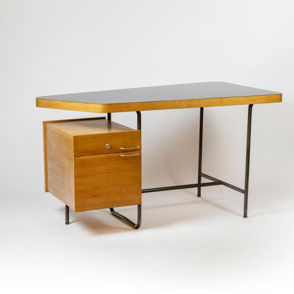 Georges Frydman, Oak and metal desk, 1950's